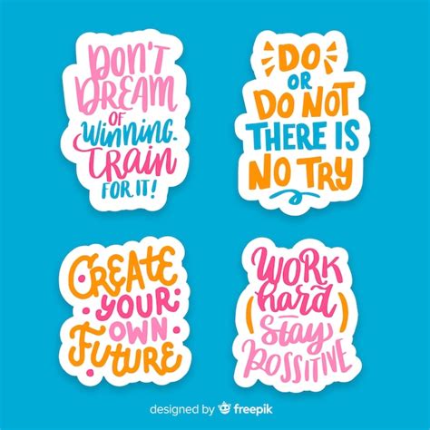 Free Vector | Set of motivational lettering stickers