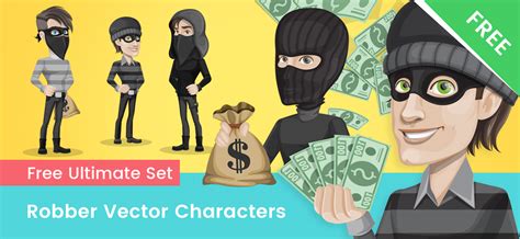 Robber Cartoon Vector Set - Vector Characters