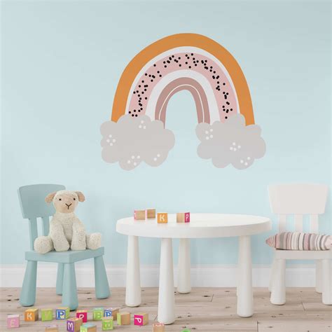 Rainbow With Clouds Wall Decal - Moonwallstickers.com