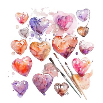 Heart Shaped Objects Watercolor Painting, Art, Watercolor, Painting PNG Transparent Image and ...