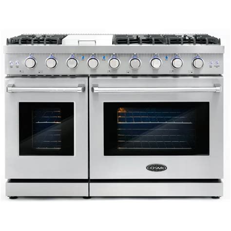 6.8 cu. ft. Double Oven Commercial Gas Range with Fan Assist Convection Oven in Stainless Steel ...