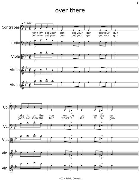 over there - Sheet music for Contrabass, Cello, Viola, Violin