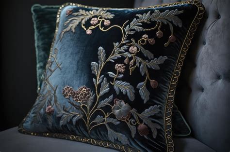 Premium Photo | Luxe velvet pillow with elegant embroidery