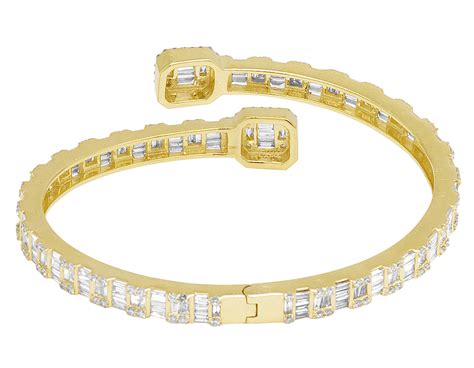 14k Yellow Gold Men Ladies Real Diamond Baguette Square Bangle Bracelet 7 1/10CT | eBay