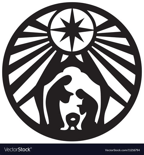 Holy family christian silhouette icon on white Vector Image