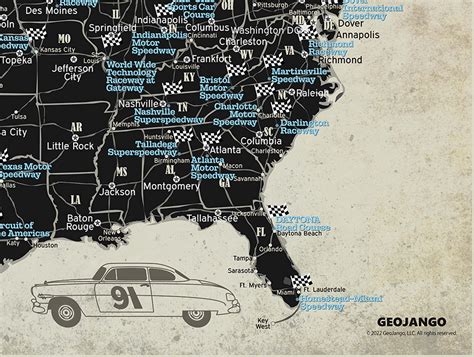 Wholesale NASCAR Tracks Map Poster – GeoJango Maps