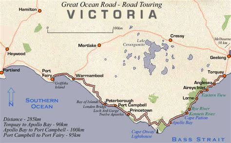 Great Ocean Road Road Map Victoria Australia