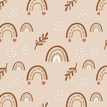 Boho Rainbow Wallpaper: Cute Seamless Pattern with Pink Background