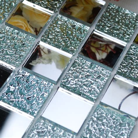 Wholesale Mirror Tile Squares Blue Bathroom Mirrored Wall Tile Backsplash 1 Inch Glass Mosaic ...