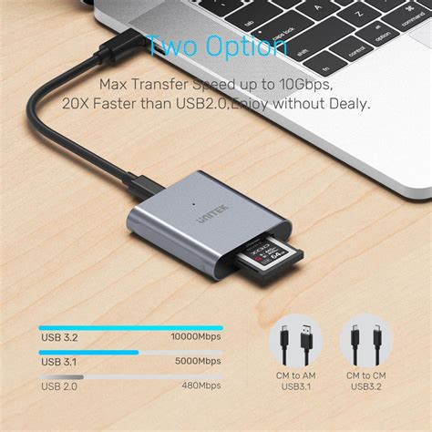 A Powerful card reader converts USB-C/USB-A to CFexpress 2.0 Type-B at 10Gbps SuperSpeed..