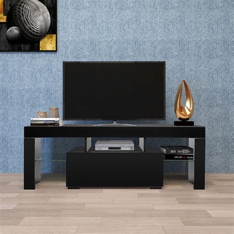 Entertainment Centers and TV Stands, YOFE TV Stand with LED Lights, High Gloss TV Stand Media ...