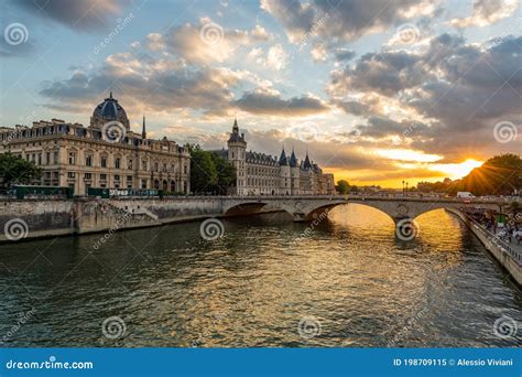 Sunset in Paris, View from Seine River Editorial Image - Image of view ...