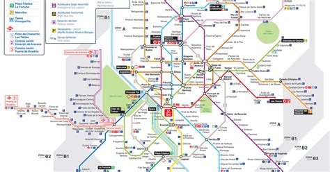 Map of Madrid subway, underground & tube (metro): stations & lines