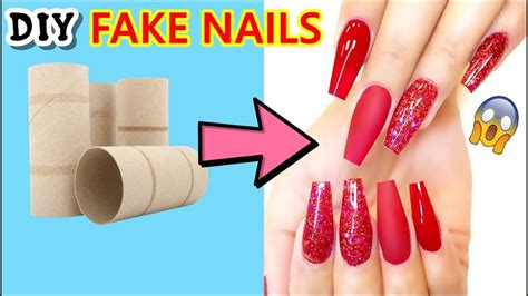 DIY- HOW TO MAKE WATERPROOF FAKE NAILS WITH TOILET PAPER ROLL- WITHOUT NAIL GLUE-CHRISTMAS NAIL ...