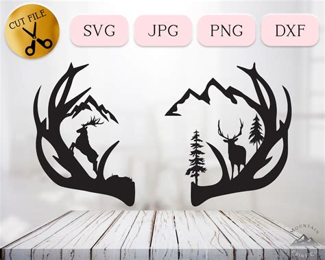 Elk Antler Scene SVG Cut File Deer Antler Silhouette - Etsy Canada