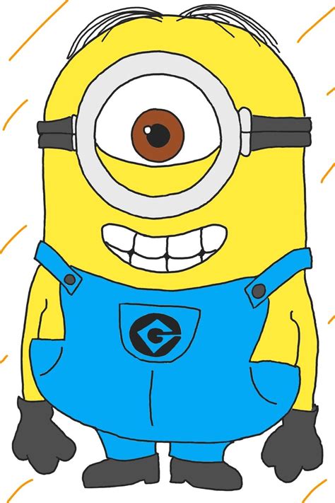 a cartoon minion with big eyes and overalls