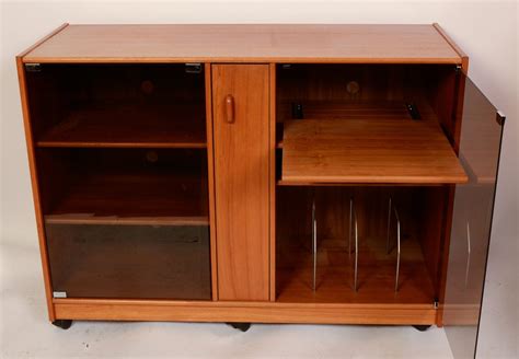 Teak Stereo Cabinet with Glass Doors Credenza Danish Modern | Etsy