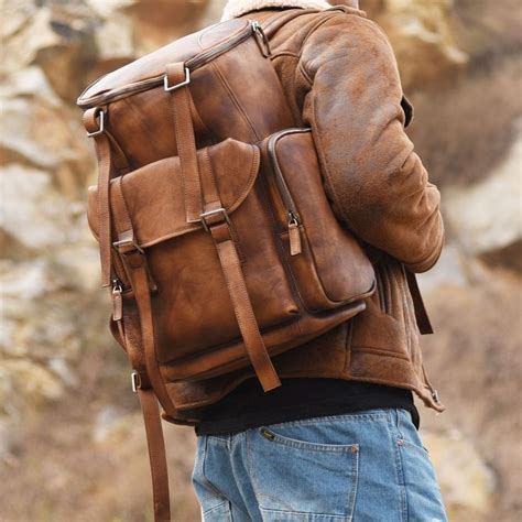 Handmade Full Grain Leather Backpack Travel Backpack Hiking Backpack Leather Backpack For Men ...