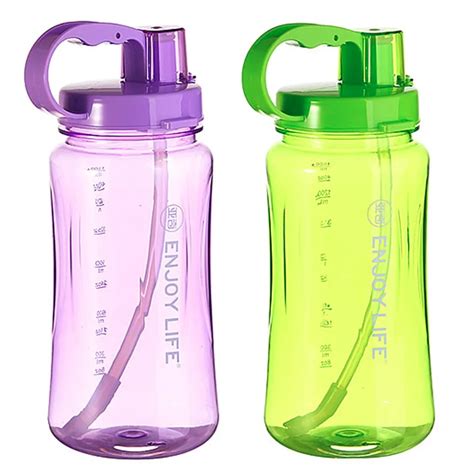 2000ml Large capacity sports plastic straw water bottle whey protein shaker travel my drinking ...