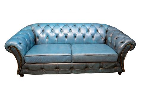 Vintage Jeans Blue Leather Chesterfield sofa | #154889