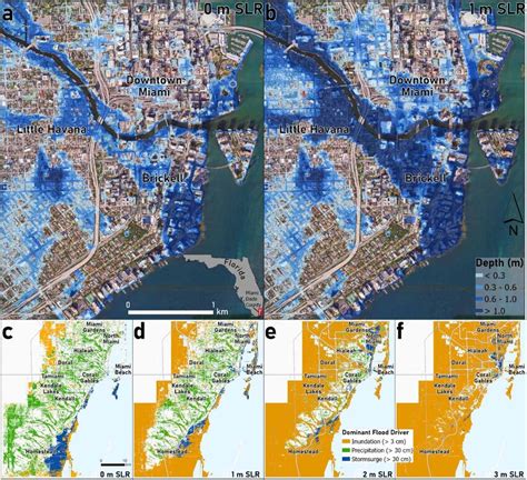 Flooding exposure in Miami-Dade County. (a)–(b) Panels depict flood... | Download Scientific Diagram