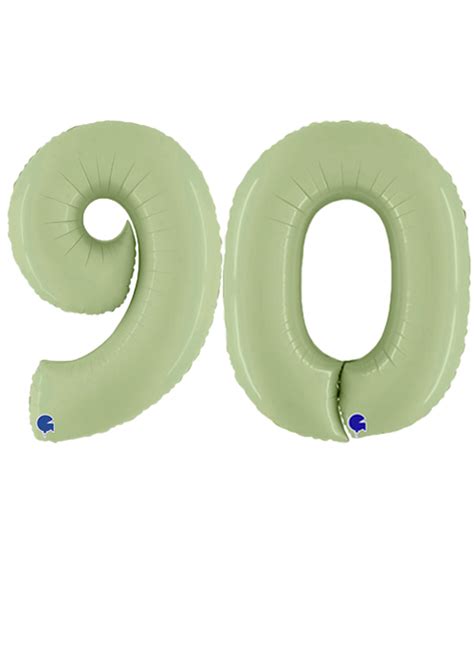 Inflated Olive Green Number 90 Helium Balloons On Weights