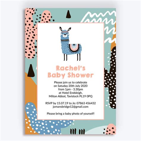 Boho Llama Baby Shower Invitation from £0.80 each