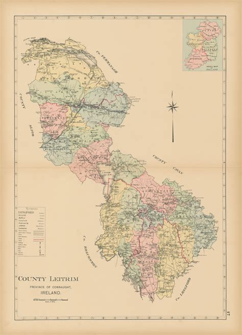 1901 Map of County Leitrim Reproduction - New England Map Company