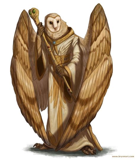 Name: Hoorc Artist: brynnart; Tags: Aarakocra; Male; Cleric; Barn owl ...