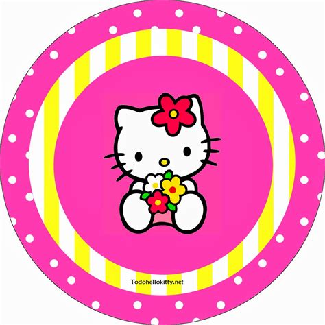 Hello Kitty: Toppers para Cupcakes o Etiquetas Redondas para Imprimir Gratis. - Ideas y material ...