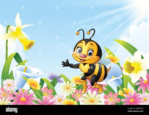 Sitting bee on flower Stock Vector Images - Alamy