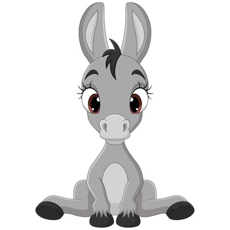 Premium Vector | Cute baby donkey cartoon sitting