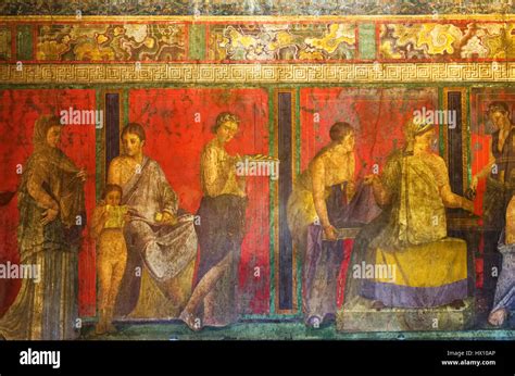 Fresco from Pompeii's Villa of Mysteries Stock Photo - Alamy