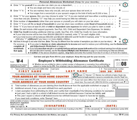 W 4 Form Help | Examples and Forms