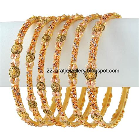 22 Carat Gold Bangles Sets Designs with Enamel Paint - Jewellery Designs