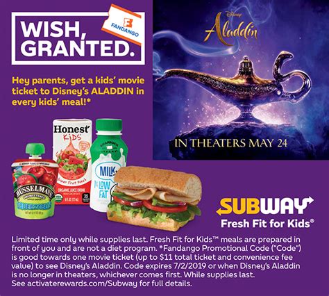 Subway - Fandango Rewards and Incentives