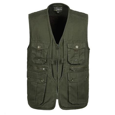 Photographers Working Vest Men's Casual Cotton Multi Pocket Vest Male Photography Work Vest Plus ...