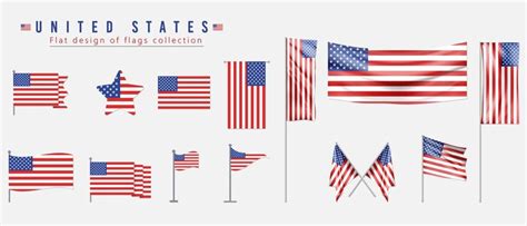 Premium Vector | United states flag flat design of flags collection