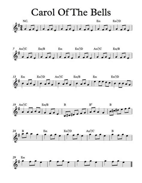 Carol Of The Bells Satb Sheet Music | Printable Templates Free