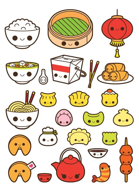 Kawaii Chinese Food Clipart, Kawaii Food Clipart, Fortune Cookie Clipart, Soup Clipart, Dim Sum ...