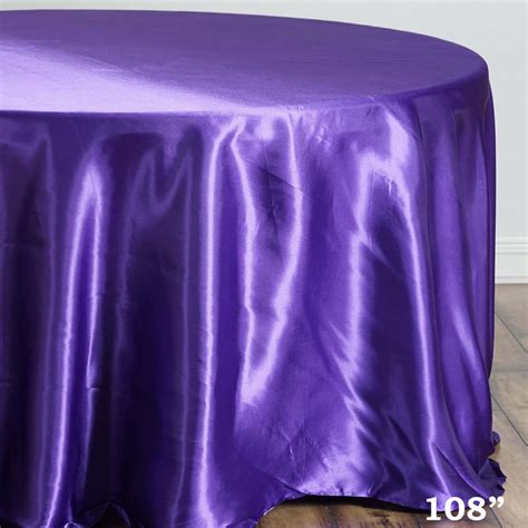 108" Purple Satin Round Tablecloth | TableclothsFactory