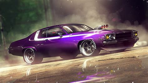 HD wallpaper: purple car, plymouth road runner, muscle car, classic car ...