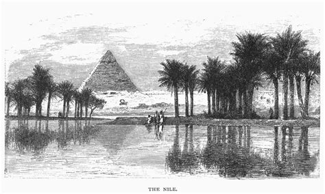 Egypt Nile River. Nview Of The Nile River And The Pyramids At Giza Egypt. Line Engraving 19Th ...