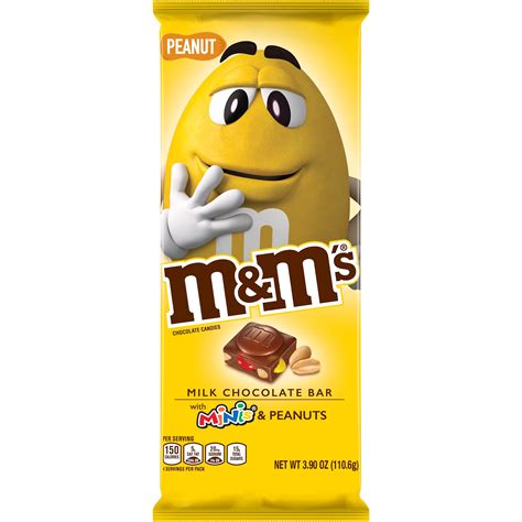 M&M'S Milk Chocolate Candy Bar, Chocolate Bar with Mini M&M'S & Peanuts ...