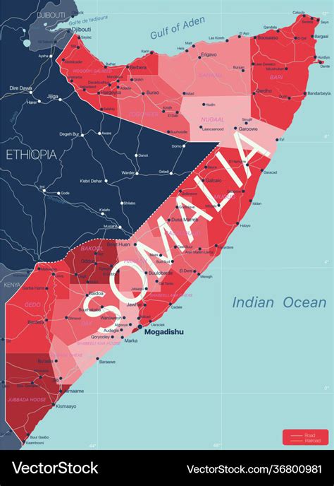 Somalia country detailed editable map Royalty Free Vector