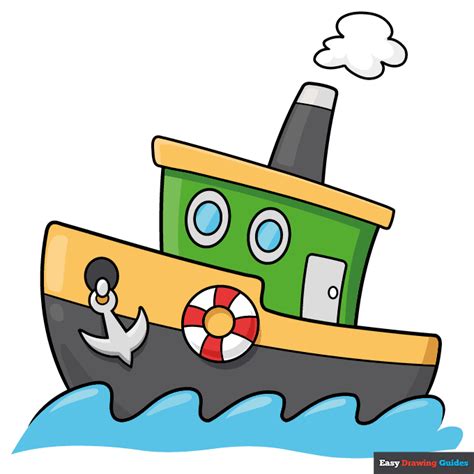 How to Draw an Easy Cartoon Boat - Really Easy Drawing Tutorial