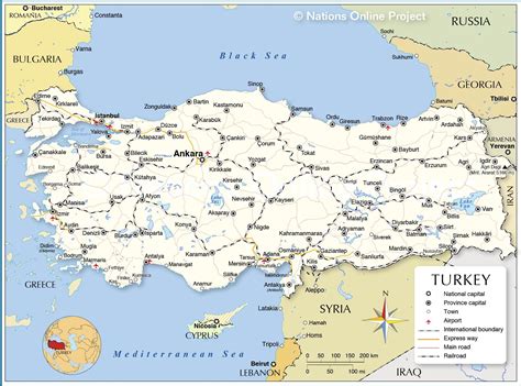 Map of Turkey and surrounding countries - Turkey country map surrounding countries (Western Asia ...