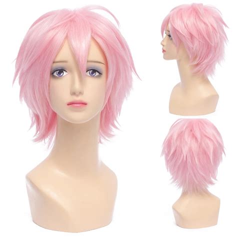 Anime Fairy Tail Natsu Dragneel Cosplay Wig Pink Short Spiky Wigs Cheap Men Costume Wigs High ...