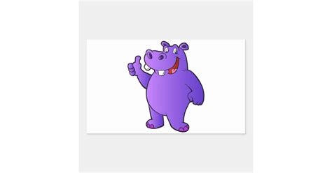 purple hippo cartoon rectangular sticker | Zazzle.com