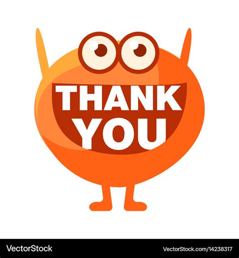 Orange blob saying thank you cute emoji character Vector Image